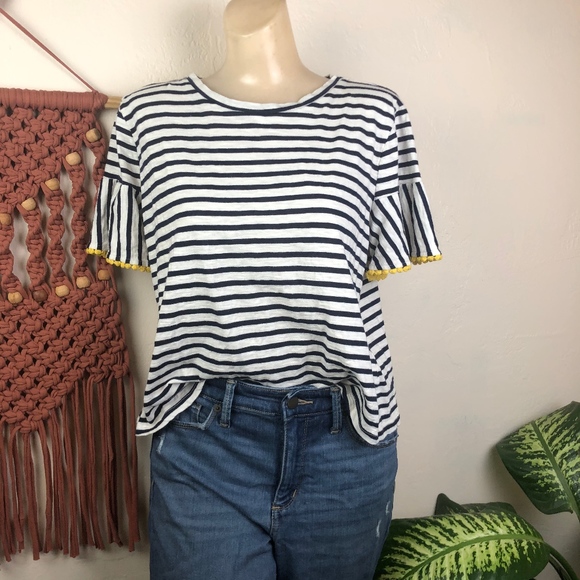 Anthro W5 Concepts Striped Embellished Hem Tee - Picture 3 of 8